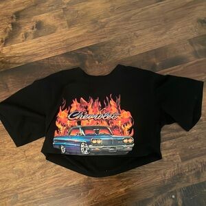 Y2K Black Chevrolet Racer Crop Top